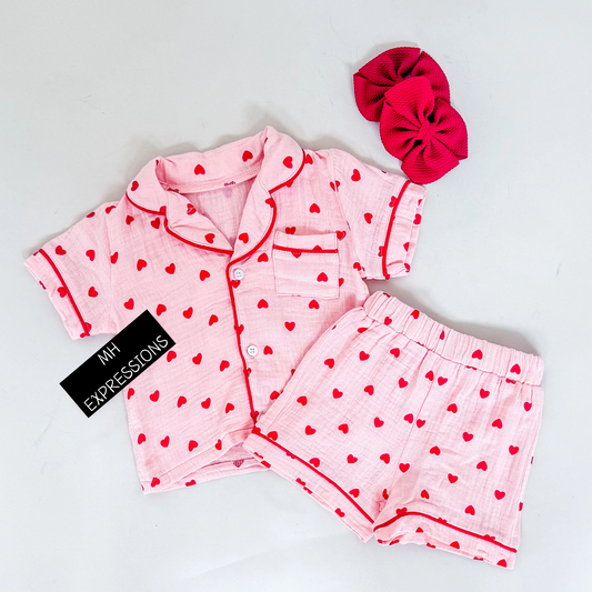 Pink Linen PJ Set