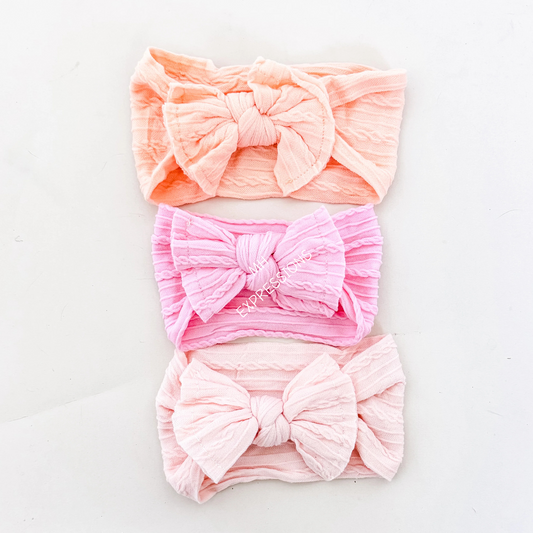 Nylon 3/Pack Headbands (Pinks)